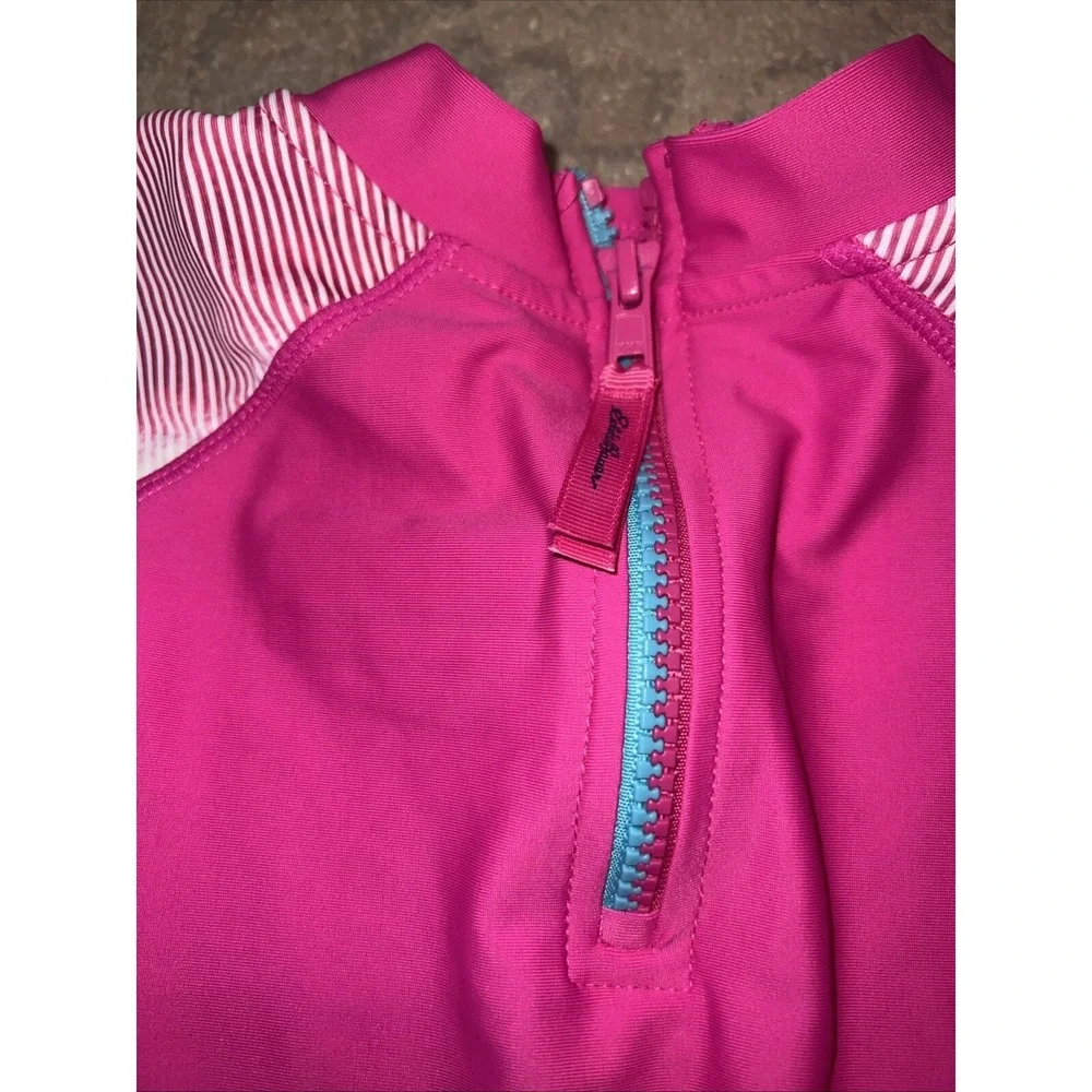Girls Eddie Bauer‎ Large 14-16 Swim Sun Shirt Pink Zip Short Sleeve